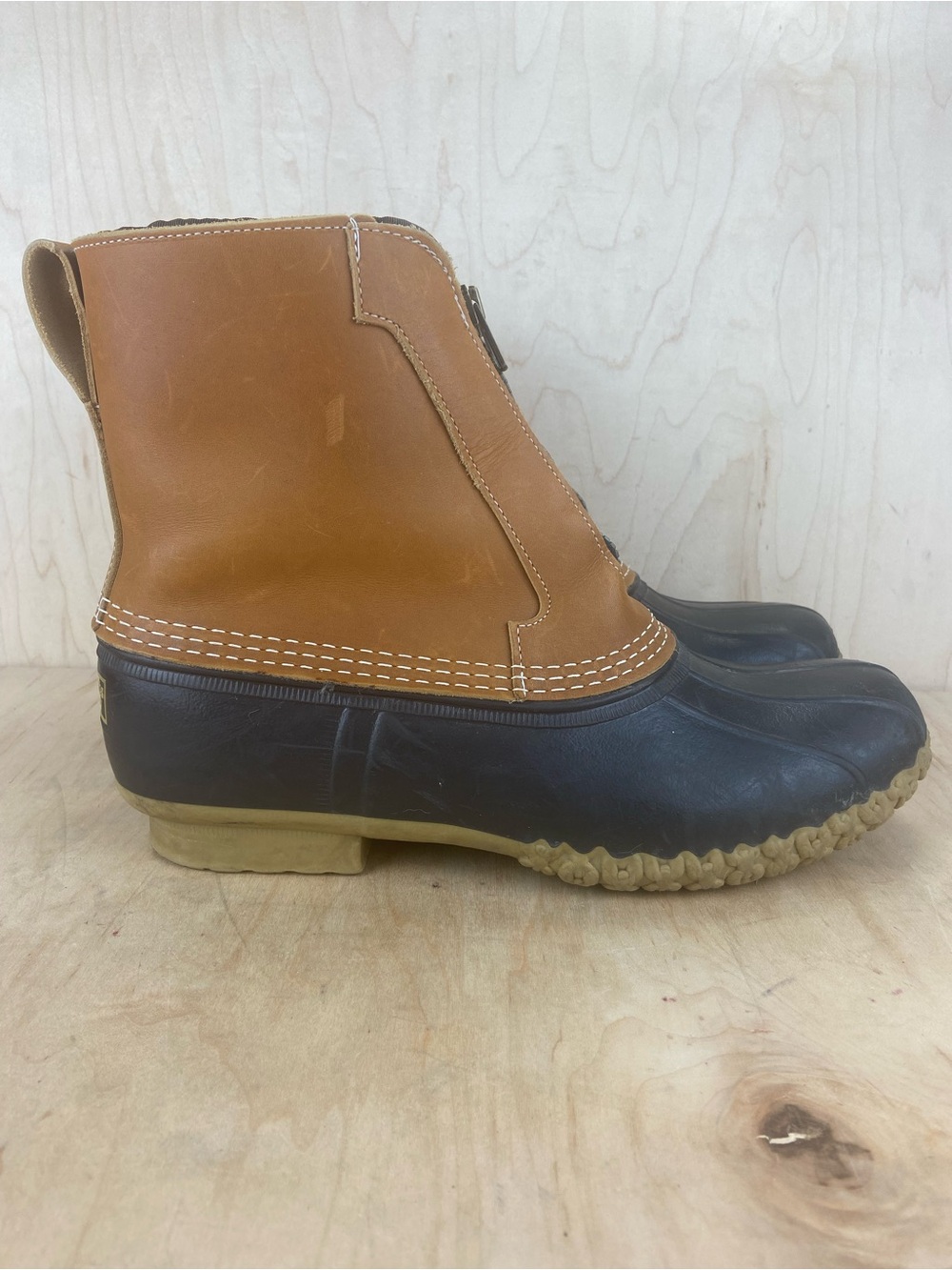 LL Bean Bean Boots Brown Leather Fleece Lined Duck Boots Men’s Size 9